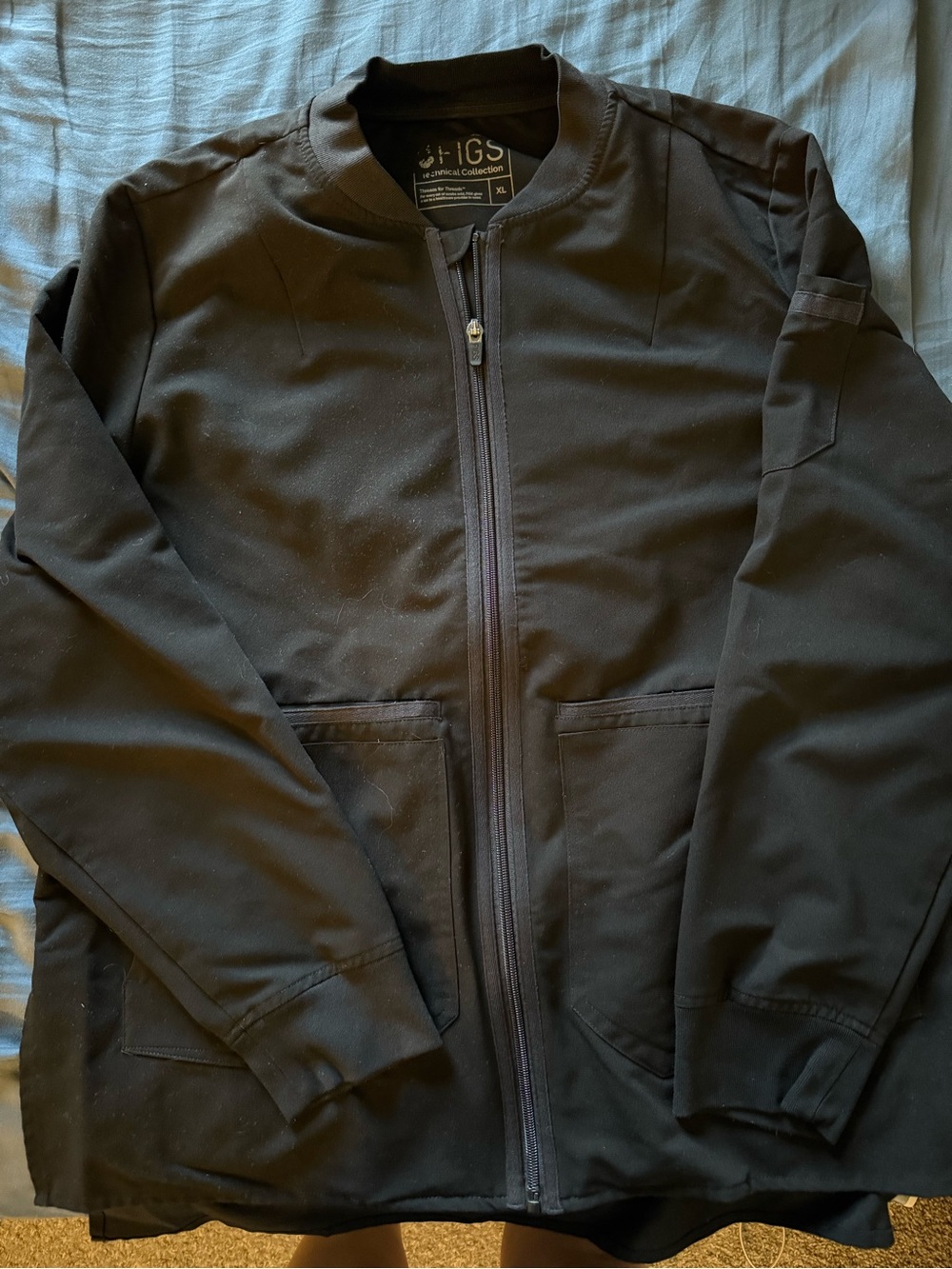 FIGS Black Zip-Up Scrub Jacket
